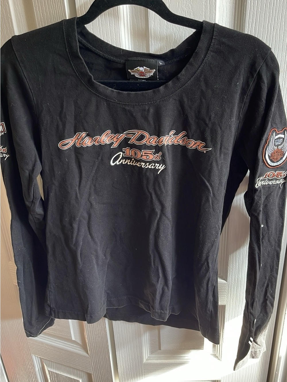 Harley-Davidson Black Long-Sleeve Kids 105th Anniversary Logo Tee